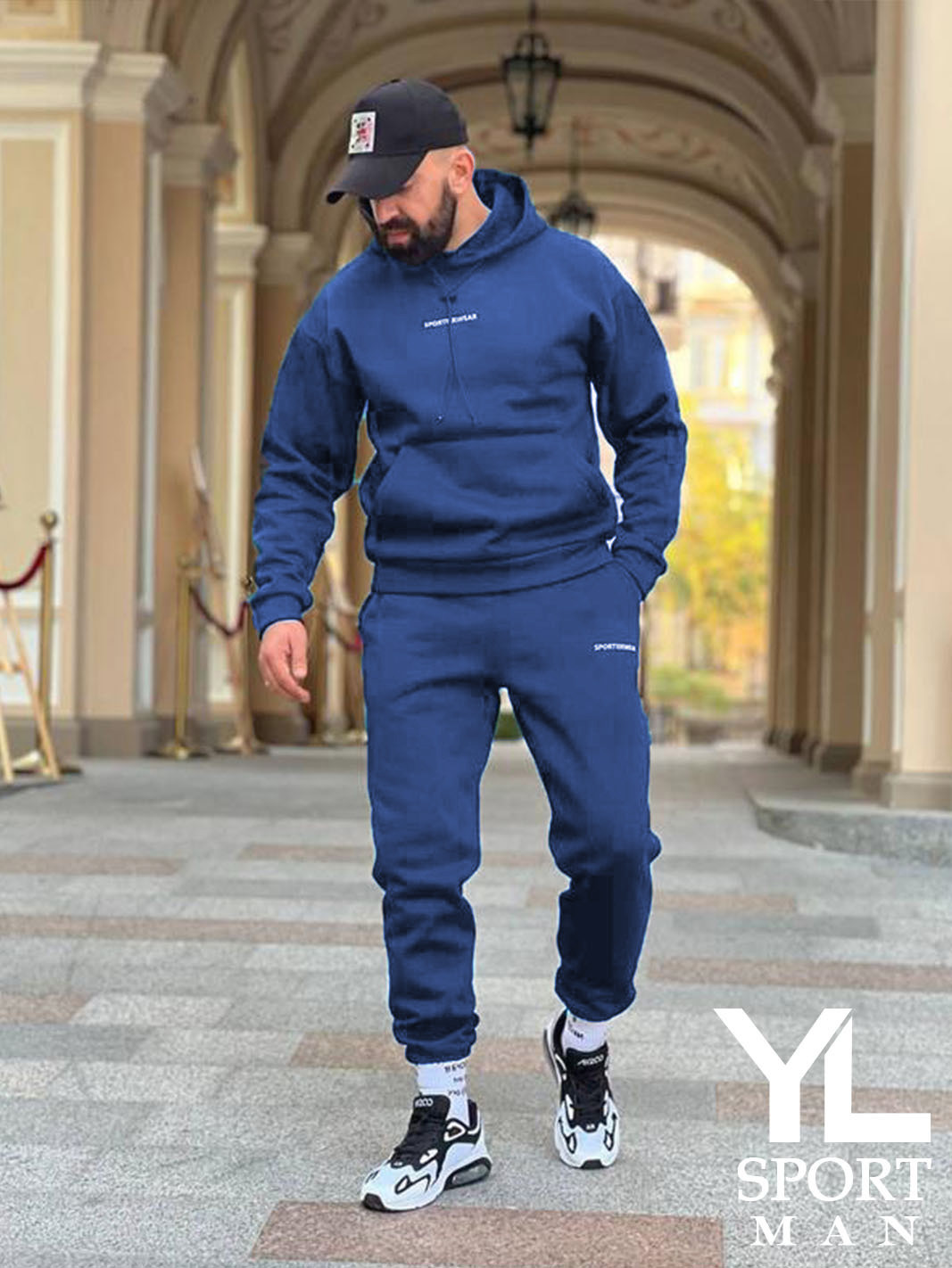 1008-94 синий мужской спортивный костюм (YOLA, флис, 4 ед. размеры норма: M. L. XL. 2XL)