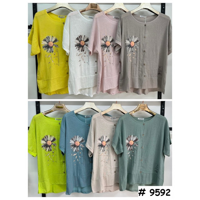 9592# выбор цвета женская футболка (лён, 4 ед, размеры батал: 3XL-6XL) выдача на следующий день Футболка: артикул 1161495