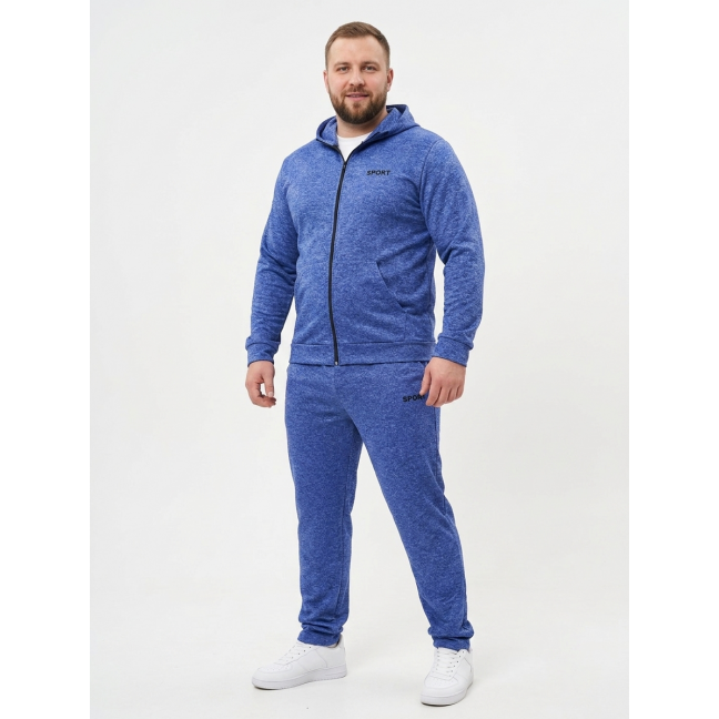 4976-45 синий мужской  спортивный костюм (двухнитка, с капюшоном, кофта на змейке, 5ед, размеры полубатал: 50, 52, 54, 56, 58) Спортивный костюм: артикул 1164199