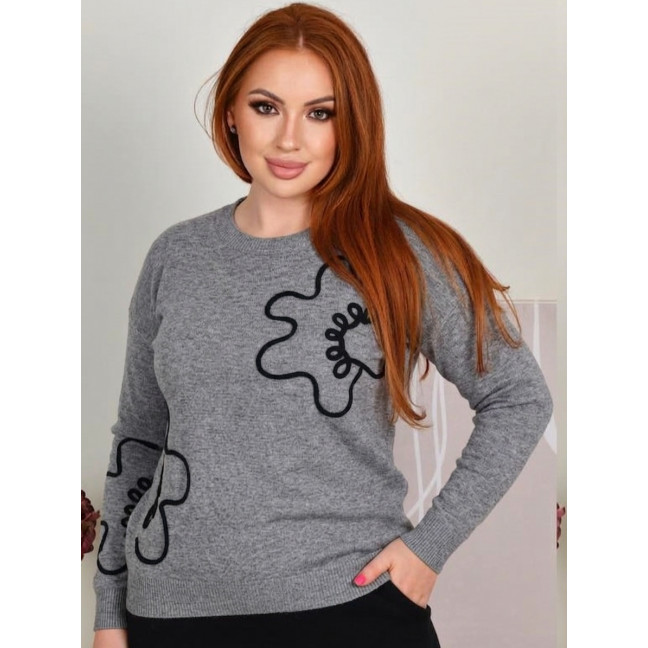 0205 серый женский свитер (Kiss me, 1ед, размеры батал: XL-2XL) Kiss me: артикул 1158266