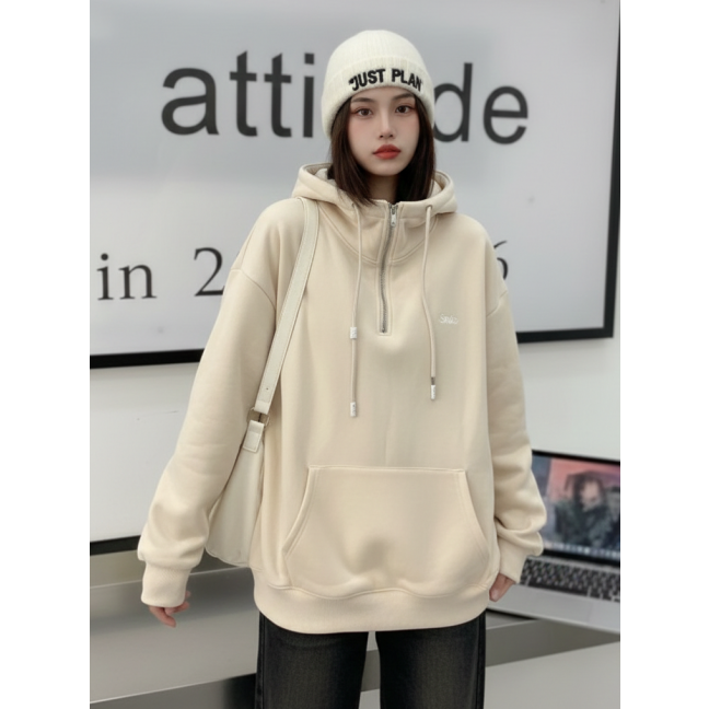 6291-100 бежевая женская спортивная кофта (змейка,с капюшоном, 5 ед, универсальный размер норма: M-XL) Батник: артикул 1159923