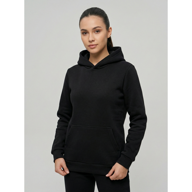4452-133 черный женский спортивный худи (технитка на флисе, с капюшоном, 3 ед, размеры норма:44, 46, 52) Худи: артикул 1161217