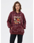 0206-5 бордовый женский худи (двухнитка, варка, принт, с капюшоком, 1 ед, универсальный размер норма : M/3XL): артикул 1161792