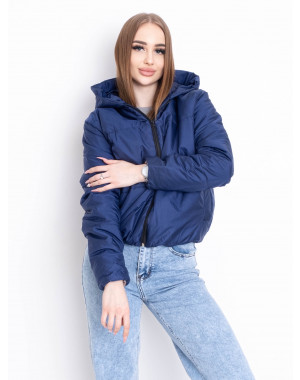 5010-22 ТЁМНО-СИНЯЯ куртка-зефирка с капюшоном на синтепоне (2 ед. размеры: 42/44.46/48)