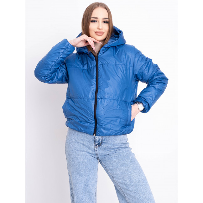 5010-42 голубая женская куртка-зефирка (синтепон, капюшон, 2 ед. размеры норма: 42-44. 46-48) Куртка-зефирка: артикул 1149463