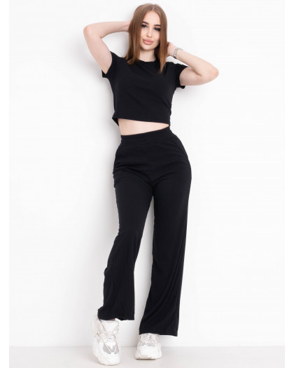 0572-1 ЧЕРНЫЙ костюм-двойка женский трикотажный (3 ед. размеры : 42.44.46) Костюм двойка