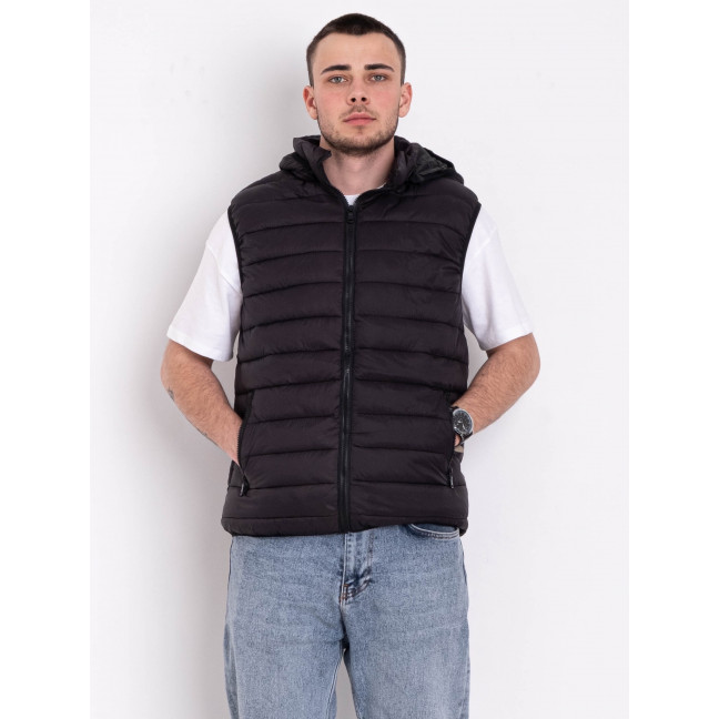 0833-1 черная мужская жилетка (синтепон, 6 ед. размеры норма: M. L. L. XL. XL. 2XL) Жилетка: артикул 1143716
