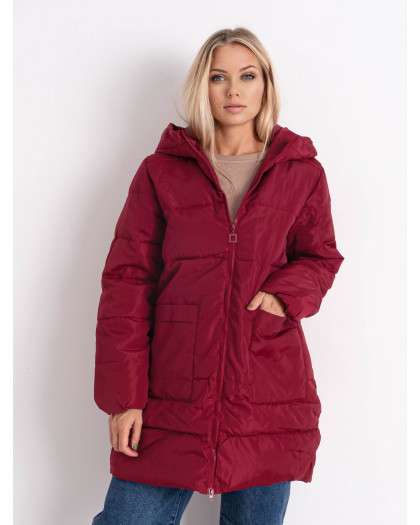 2876-53 бордовая женская куртка (синтепон, 3 ед. размеры батал: 3XL. 3XL. 3XL) Куртка