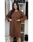 10700-9 коричневый женский халат (SARA, не кошлатятся, флис, 3 ед. размеры батал: 46-48. 50-52. 54-56): артикул 1151109
