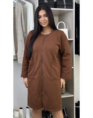 10700-9 коричневый женский халат (SARA, не кошлатятся, флис, 3 ед. размеры батал: 46-48. 50-52. 54-56)
