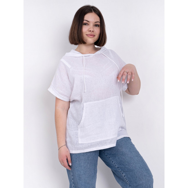 3565-10 белая женская футболка (лён, 4 ед. размеры батал: 3XL. 4XL. 5XL. 6XL) Футболка: артикул 1145059