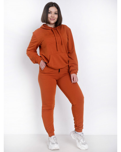 4058-9 темно-оранжевый женский спортивный костюм (двунитка, 5 ед. размеры полубатал: 46. 48. 50. 52. 54) Спортивный костюм