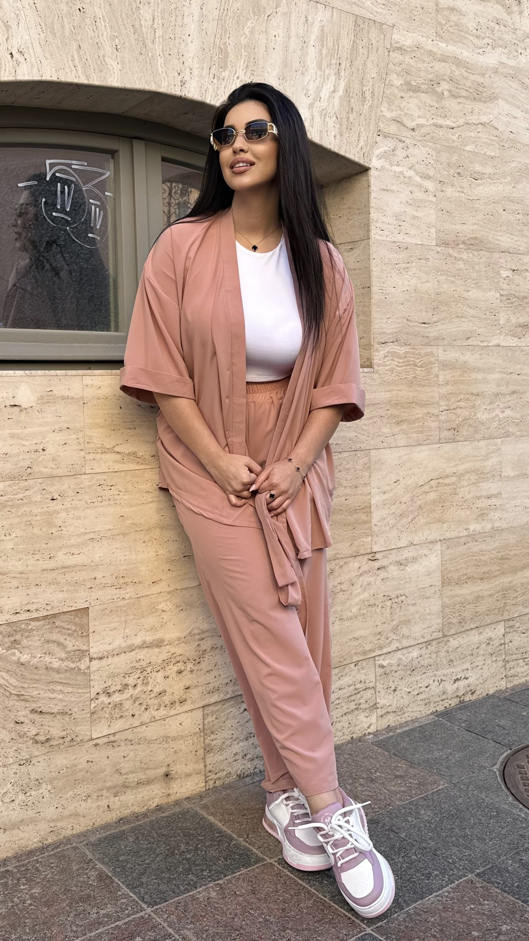 12300-32 темно-пудровый женский костюм (SARA, атлас, 4 ед. размеры полубатал: 44-46. 44-46. 48-50. 48-50)