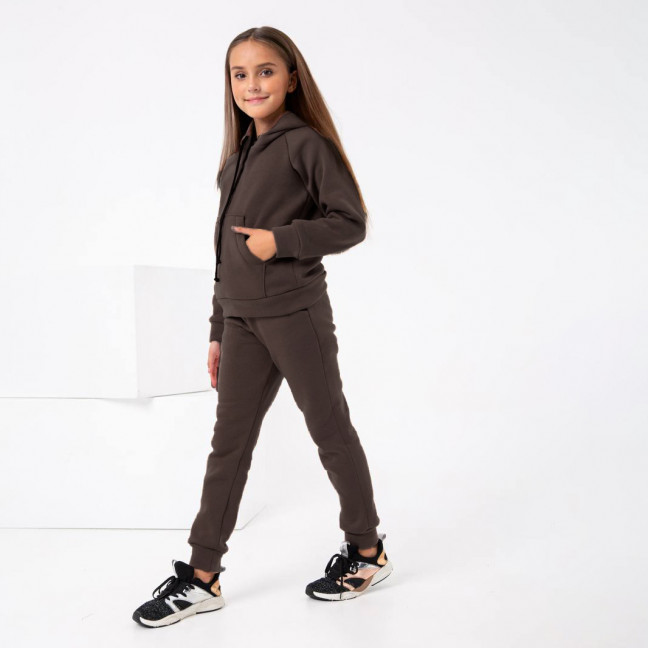 18700-9 коричневый подростковый спортивный костюм (SARA,  на флисе, на возраст 8-14 лет, 4 ед. размеры подростковые: 8.10.12.14) Sara: артикул 1141423